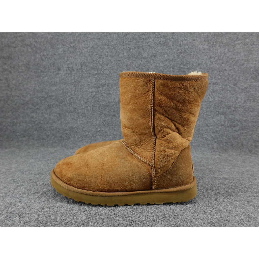 UGG Classic Short Boots Womens 7 Chestnut Suede Sheepskin 5825 Lining Brown
